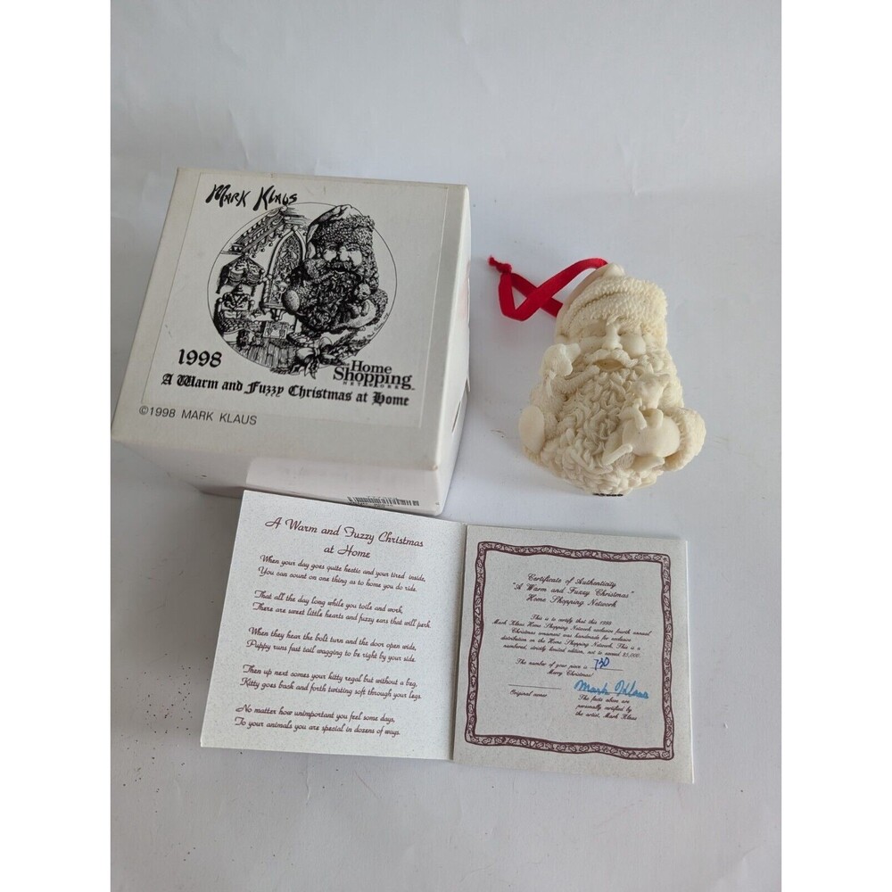 Mark Klaus Christmas Ornament  “A Warm & Fuzzy Christmas at Home” Dog Cat